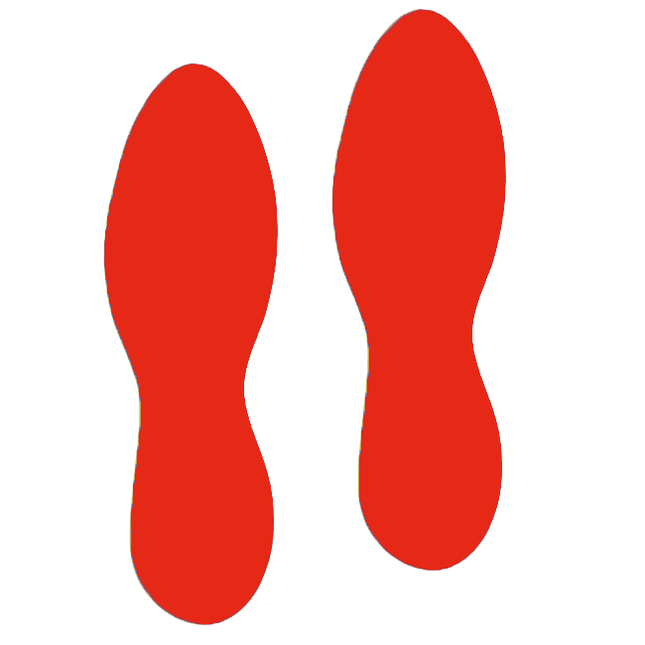 10 x Rood Rode antislip voetafdrukstickers - 30 cm